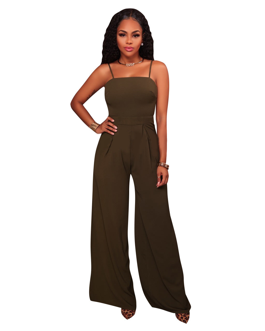 Dame Oversized Jumpsuit med dyb rygudskæring og bredt ben Stilla
