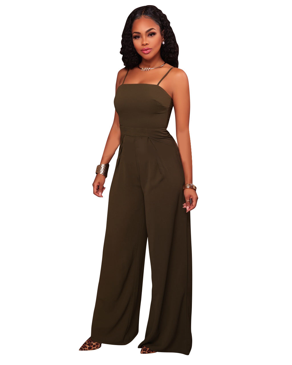 Dame Oversized Jumpsuit med dyb rygudskæring og bredt ben Stilla