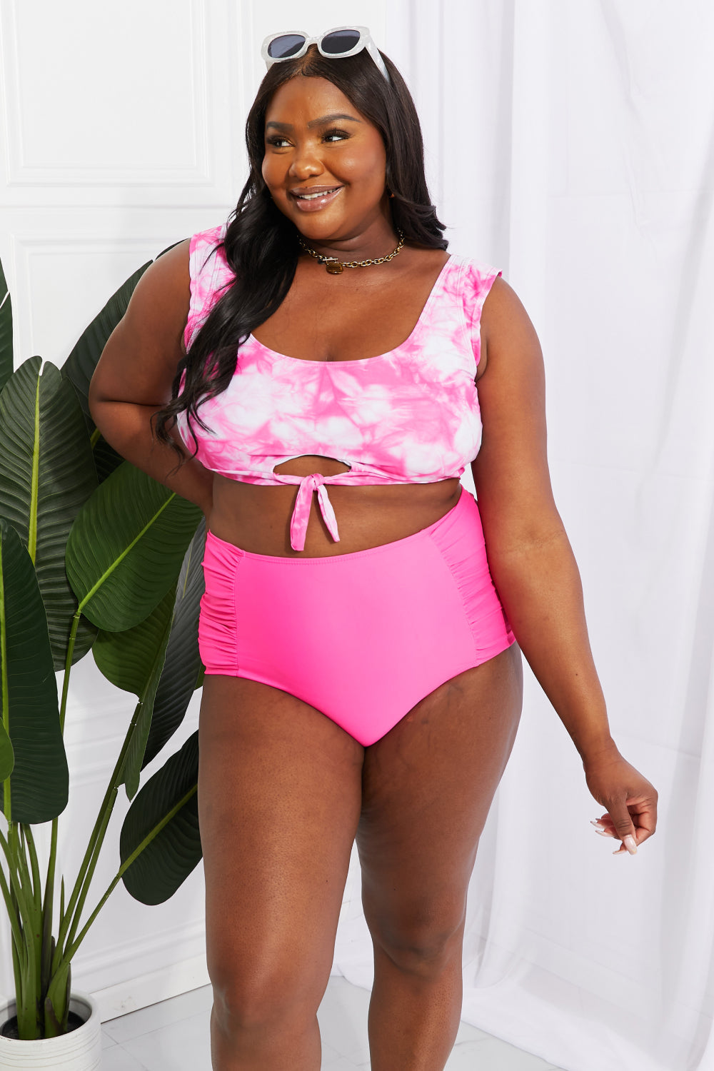 Stilla | West Swim Sanibel Crop Badetop Og Rynkede Bunde Sæt I Pink