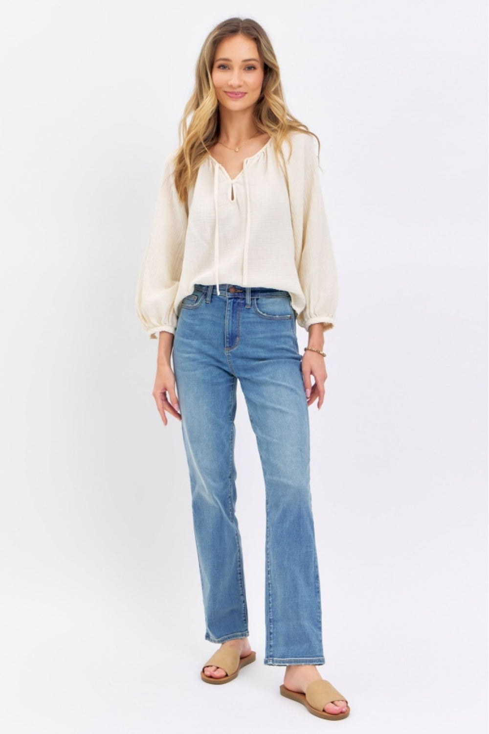 Stilla | Blå Fuldt Størrelse Høj Talje Lige Jeans