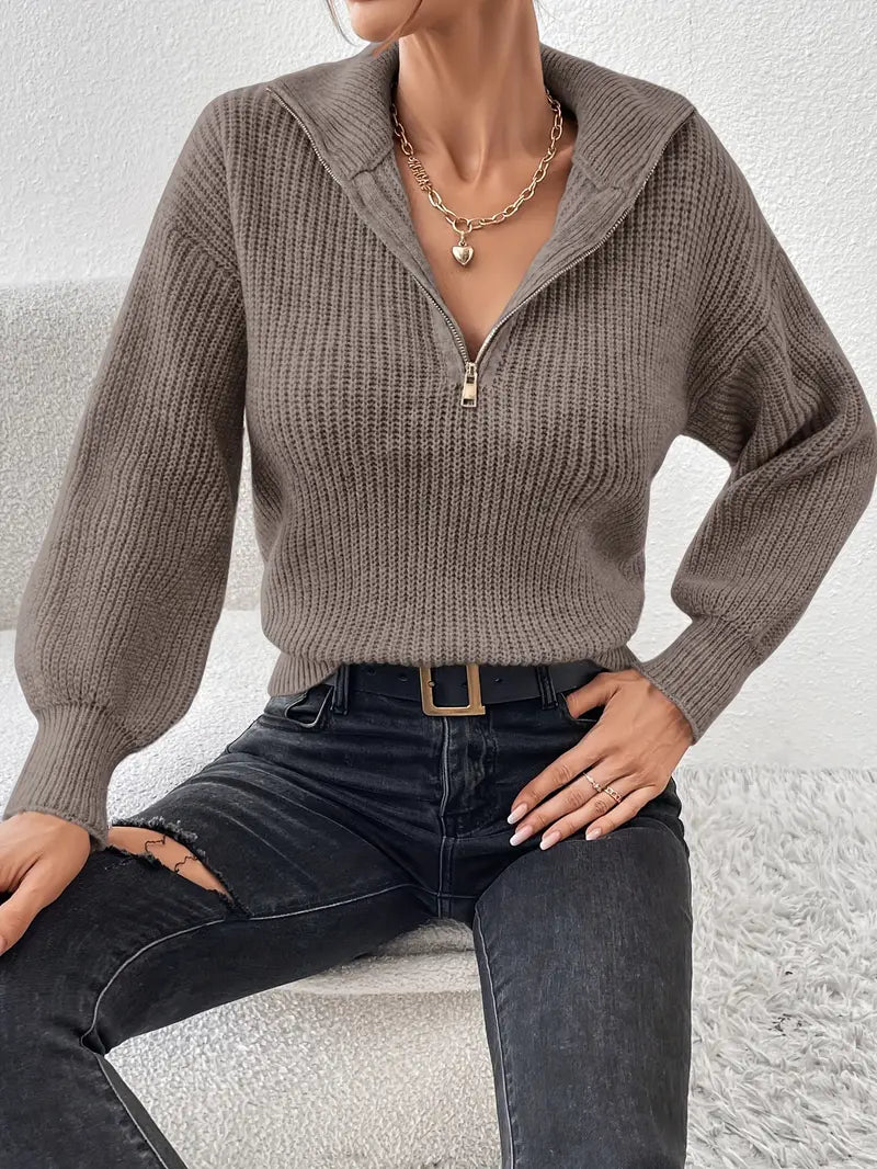 Stilla | Afslappet Sweater Med Lynlås til Damer