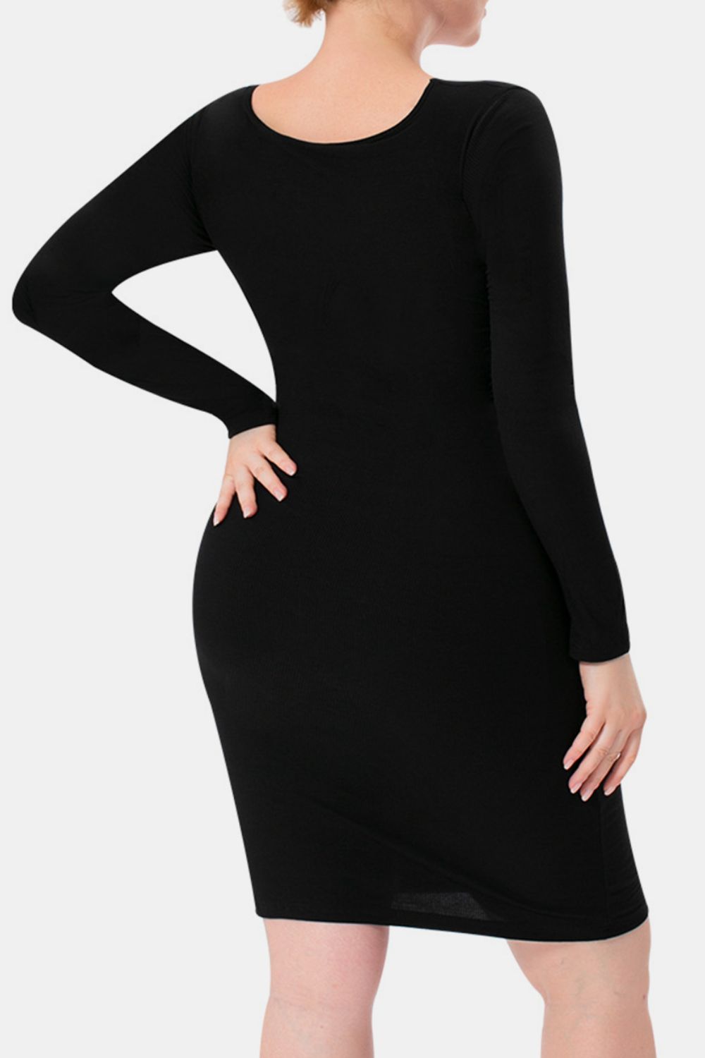Stilla | Bae Full Size Indbygget Shapewear Square Neck Langærmet Kjole