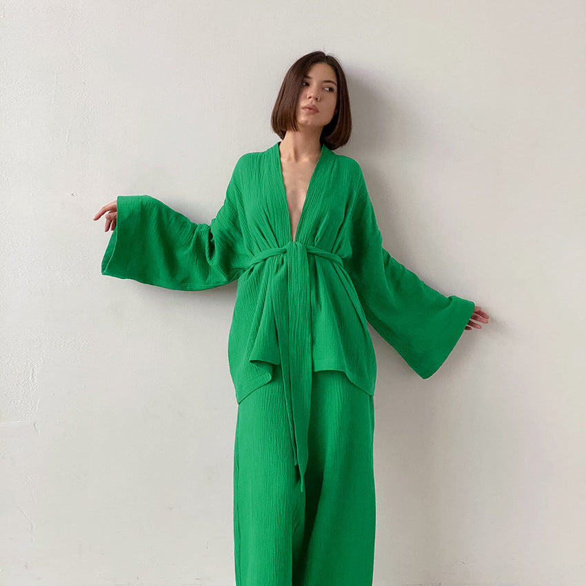 Stilla | Kimono Blazer Bundet Top Bred Ben Bukser Co Ord Sæt