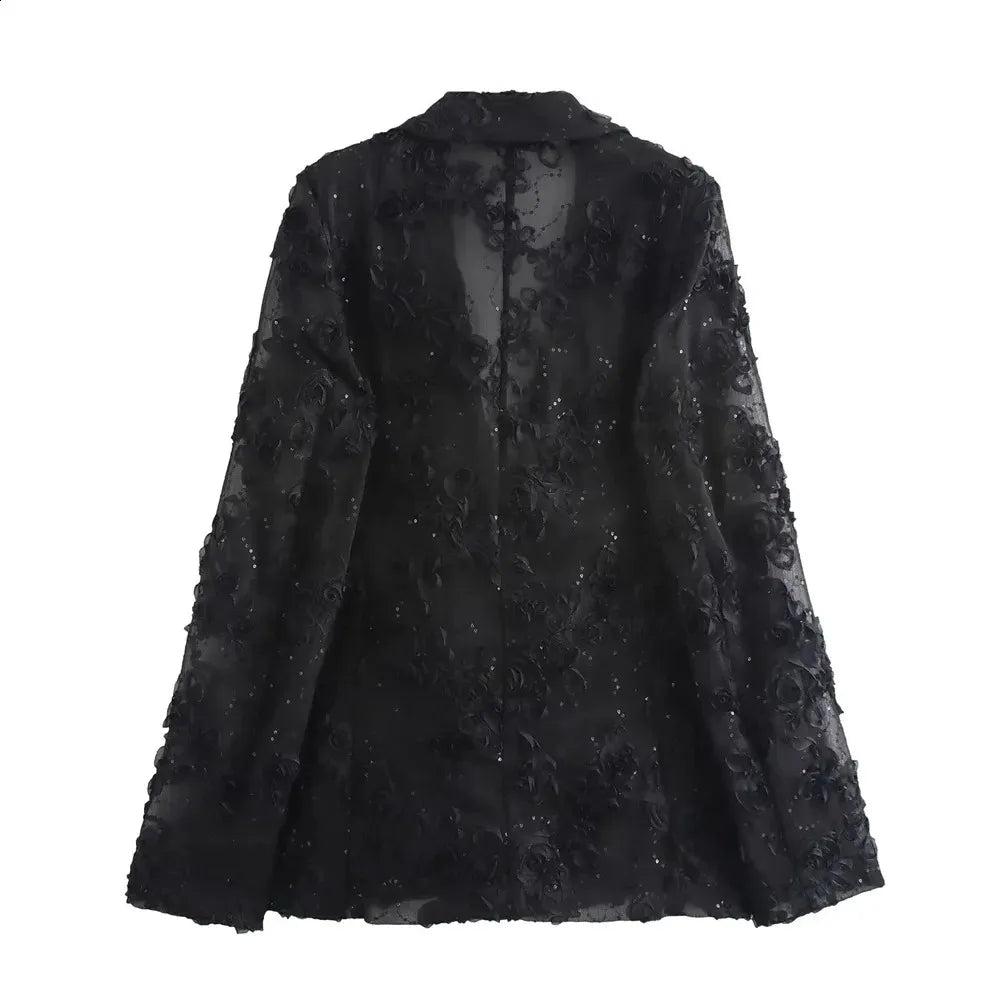 Stilla | Elegant dameensemble bestående af en blazer og en glimmerbukser