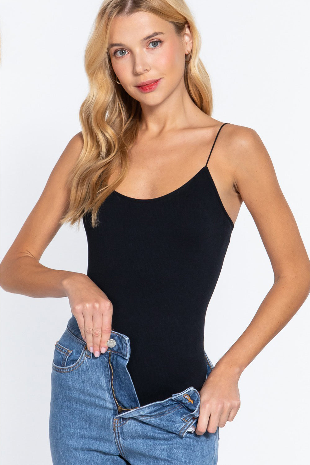 Stilla | Basic Ribbet Rund Hals Sømløs Cami Bodysuit