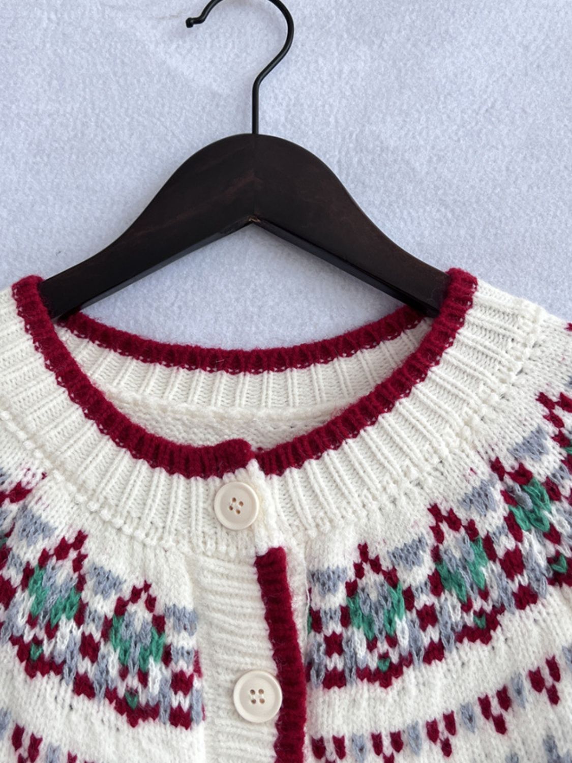 Stilla | Geometrisk Rund Hals Langærmet Cardigan