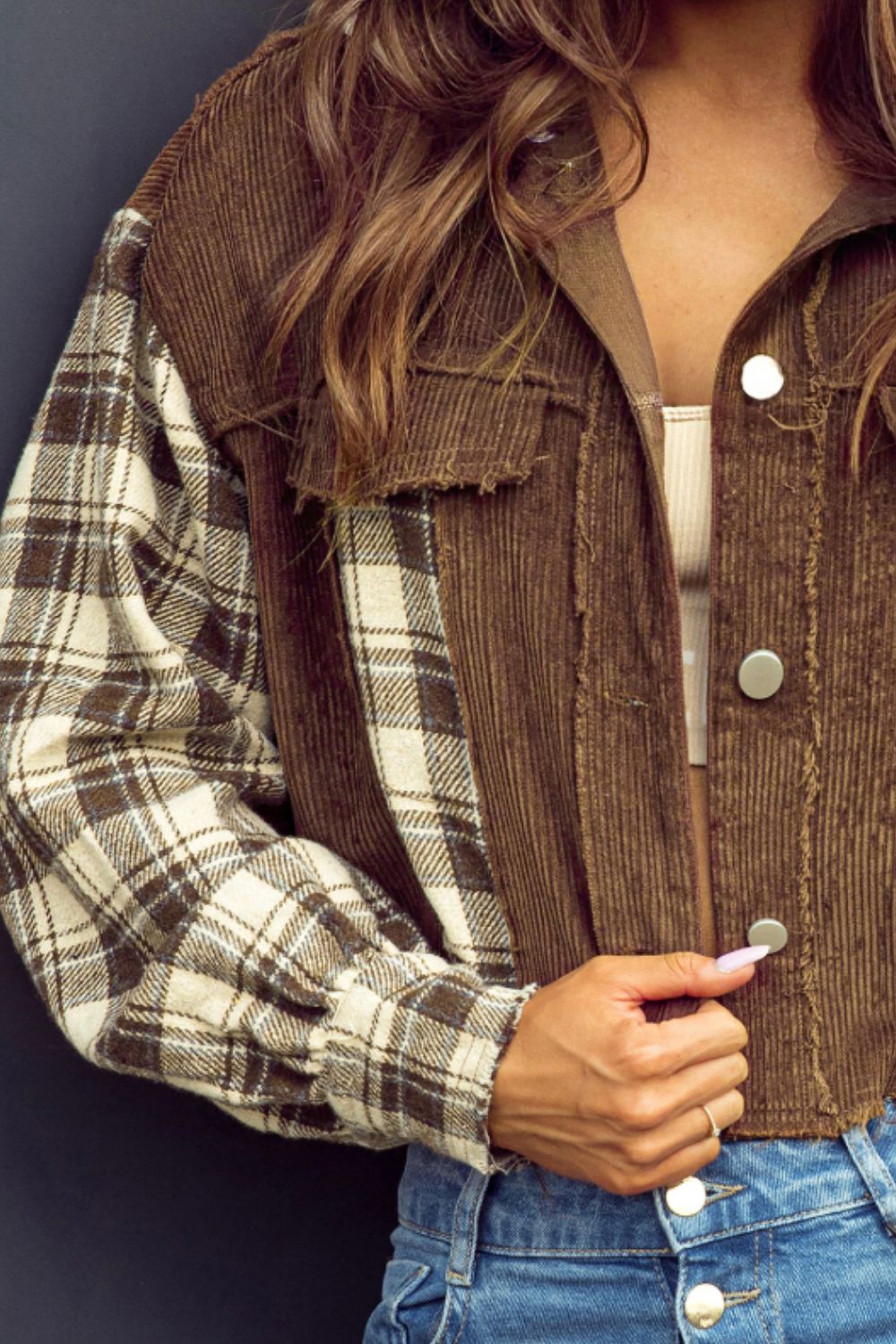 Stilla | Hem Plaid Cropped Hættetrøje