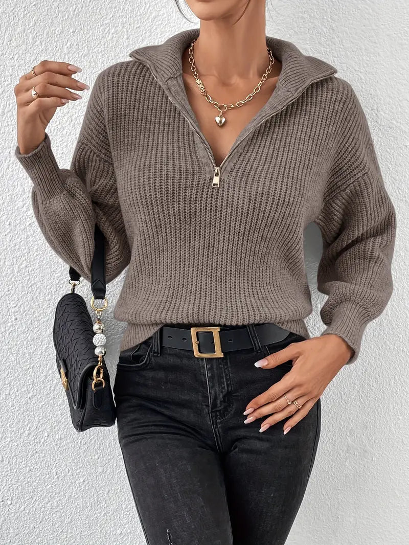 Stilla | Afslappet Sweater Med Lynlås til Damer