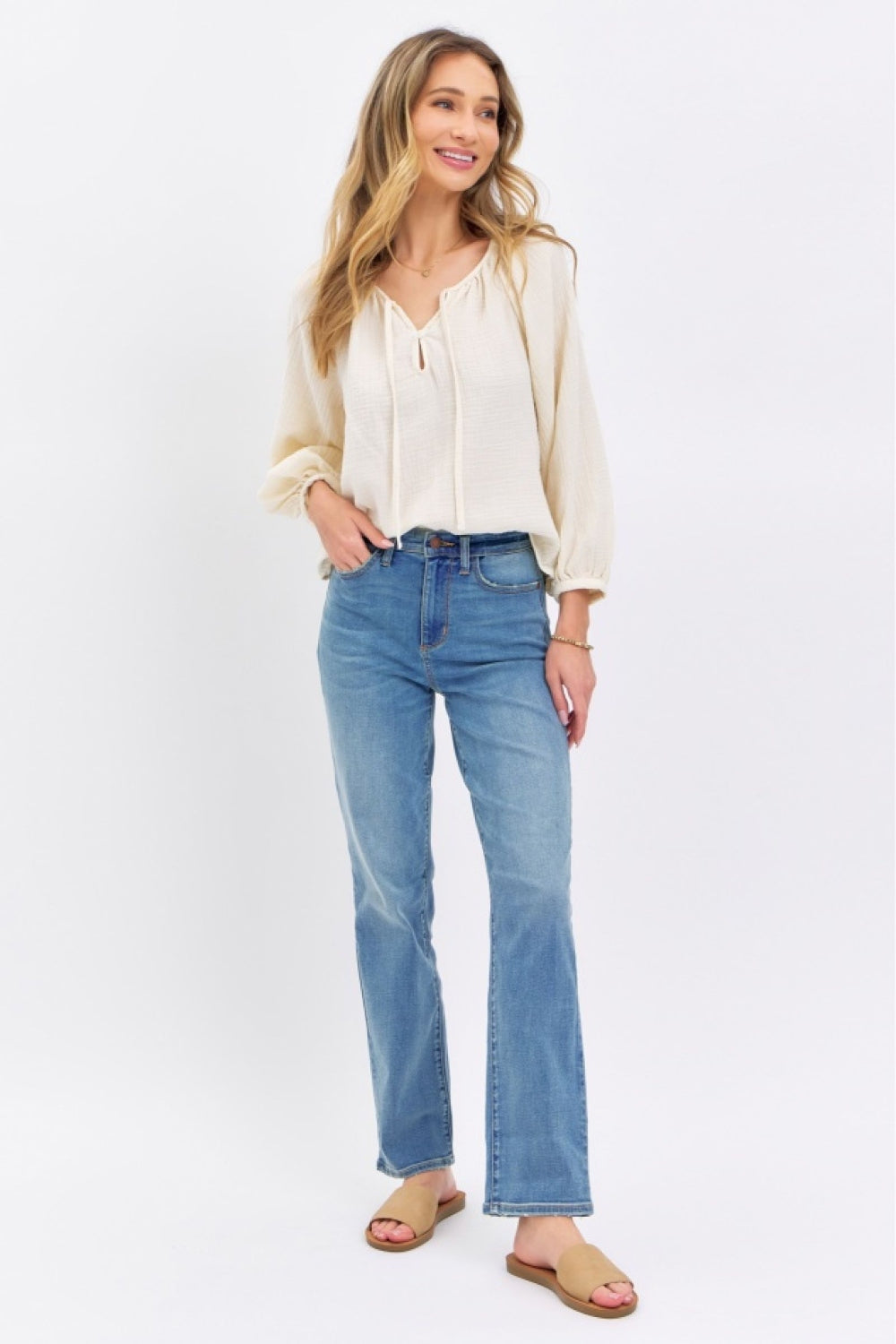 Stilla | Blå Fuldt Størrelse Høj Talje Lige Jeans
