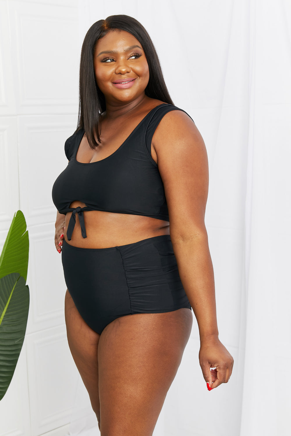 Stilla | West Swim Sanibel Crop Badetop Og Rynkede Bundsæt I Sort