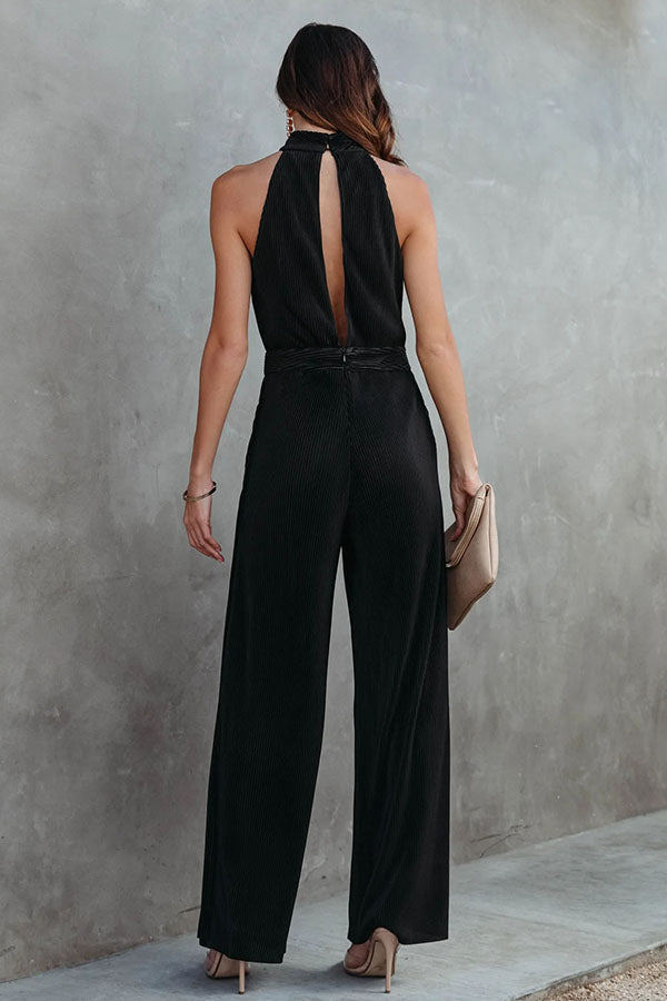 Stilla | Ikonisk Dame Lommer Plisseret Bred Ben Jumpsuit