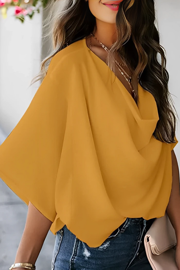 Stilla | Trendy Chiffonbluse med Flagermusærmer til Kvinder