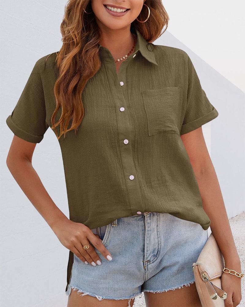 Stilla | Elegant Kortærmet Polo Bluse