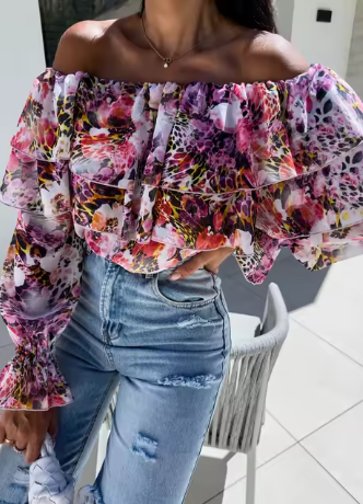 Stilla | Efterår Off Shoulder Lange ærmer Mode