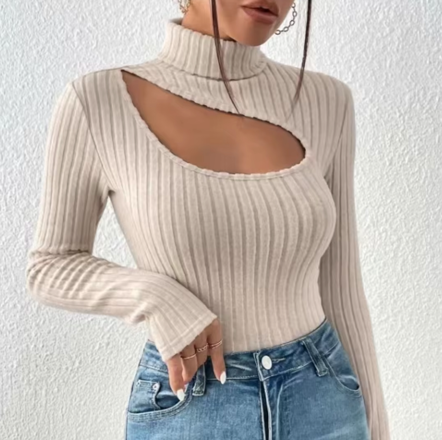 Stilla | Sexy Strikpullover Med Rullekrave