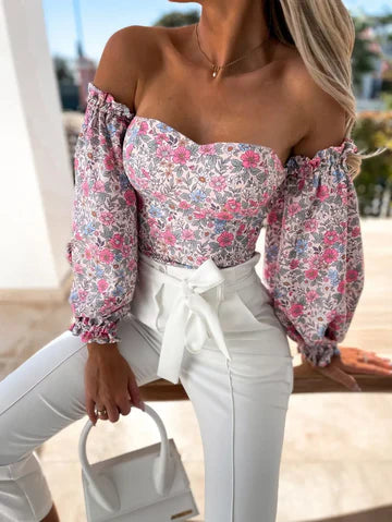 Stilla | Skulderfri Blomstrede Bluser
