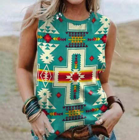 Stilla | Geometri 3d tryk Western etnisk stil tanktoppe