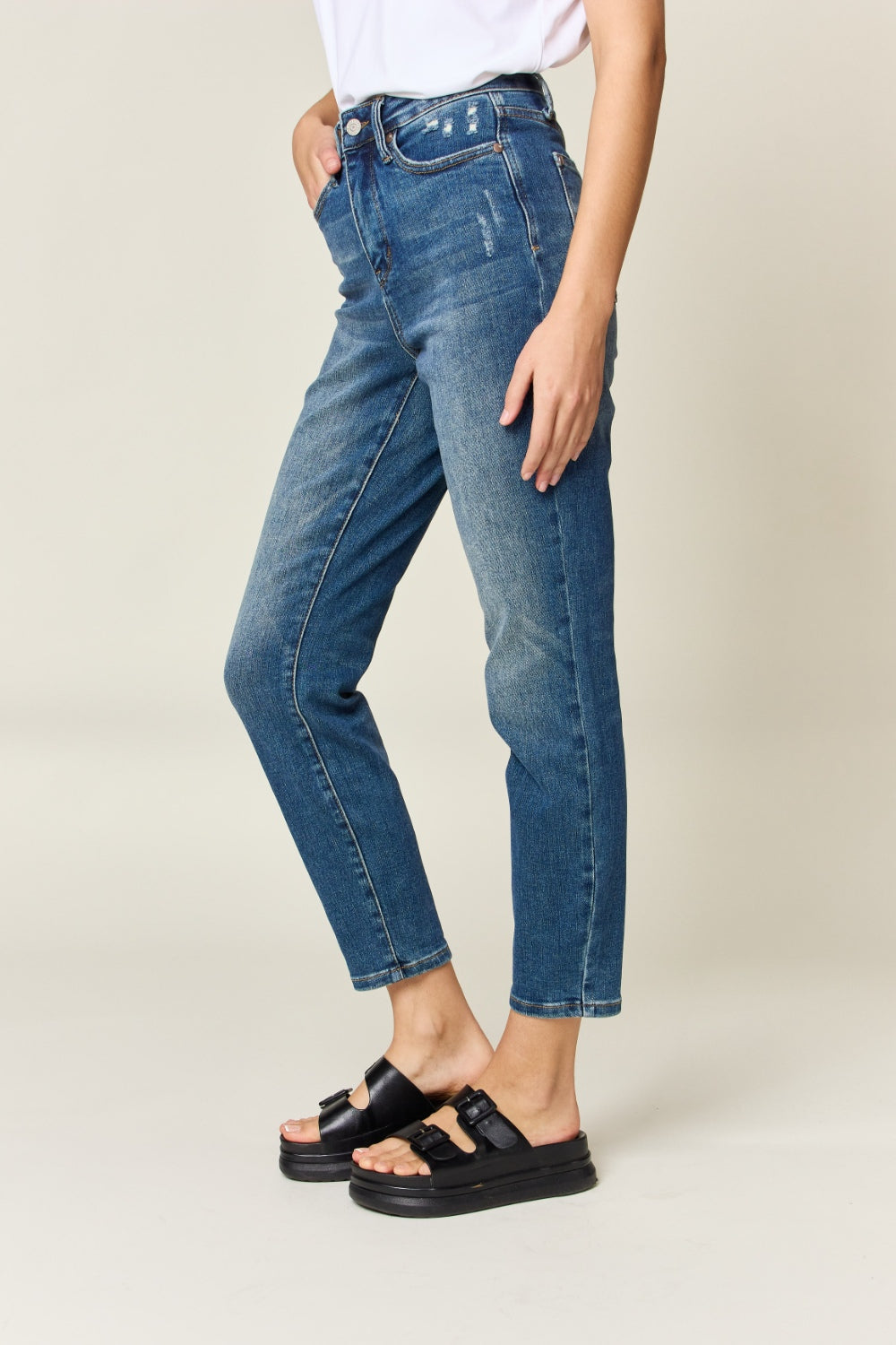 Stilla | Blå Fuldt Størrelse Mavekontrol Høj Talje Slank Jeans