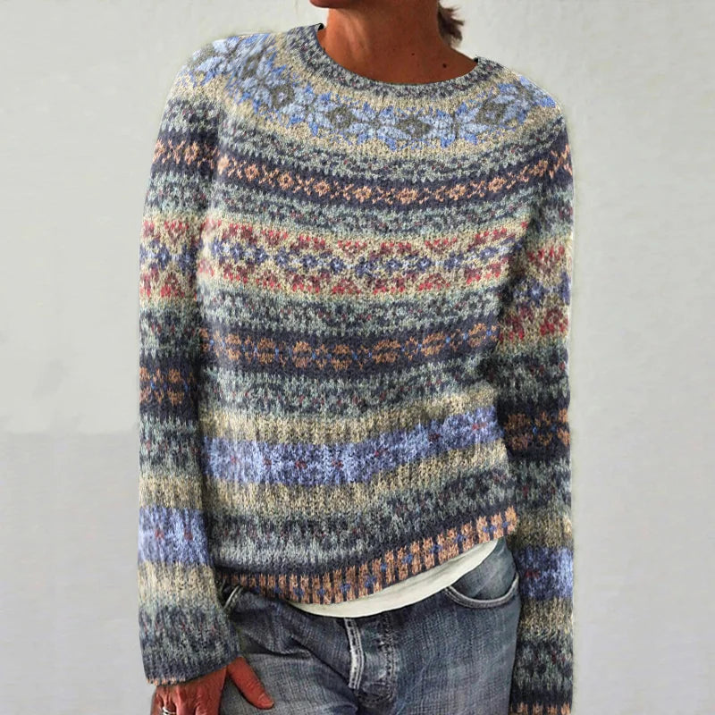 Stilla | Geometrisk Mønstret Sweater Vintage stil
