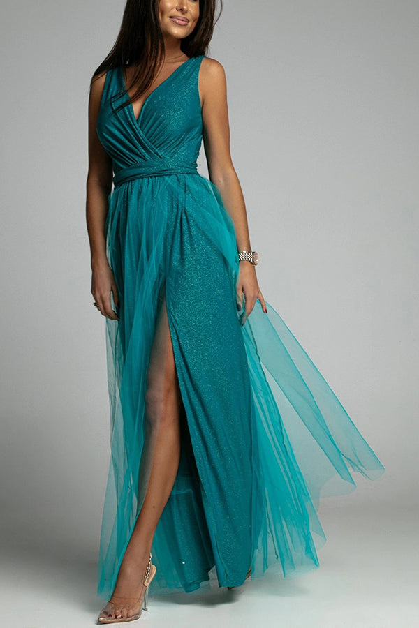Stilla | It's My Day Light Tulle Slid Maxi Kjole