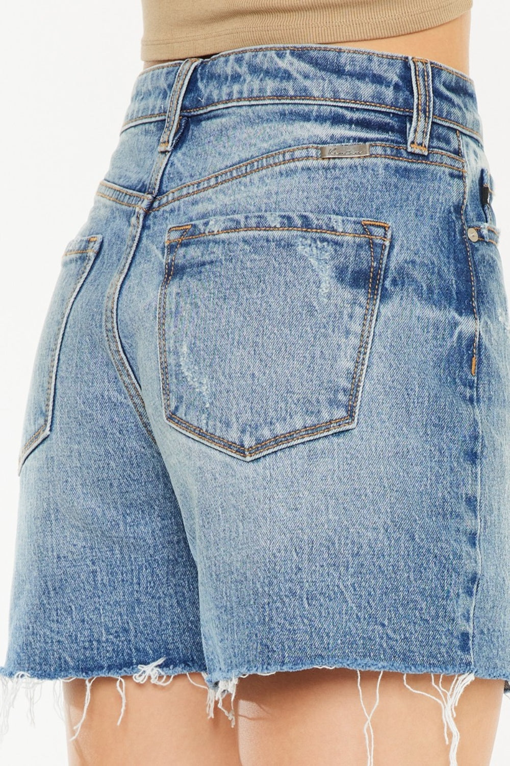 Stilla | Full Size Raw Hem Høj Talje Denim Shorts