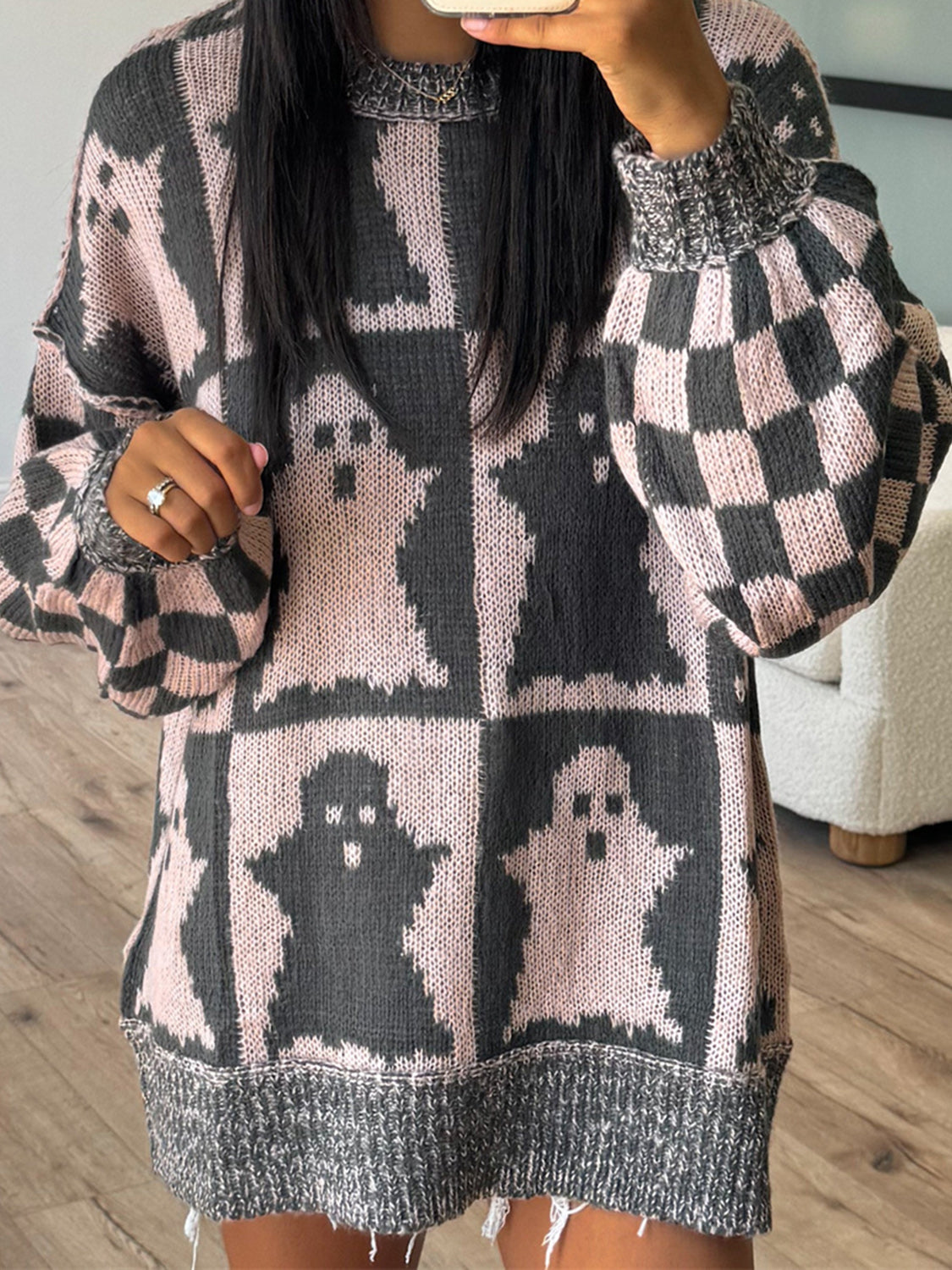 Stilla | Ghost Sweater Med Lange Ærmer og Dybe Skuldre