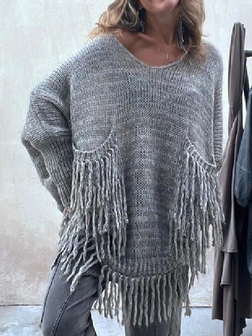 Stilla | Detalje Langærmet Sweater Med Lommer