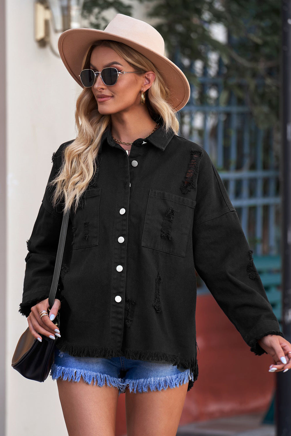 Stilla | Knap-Op Raw Hem Denim Jacket