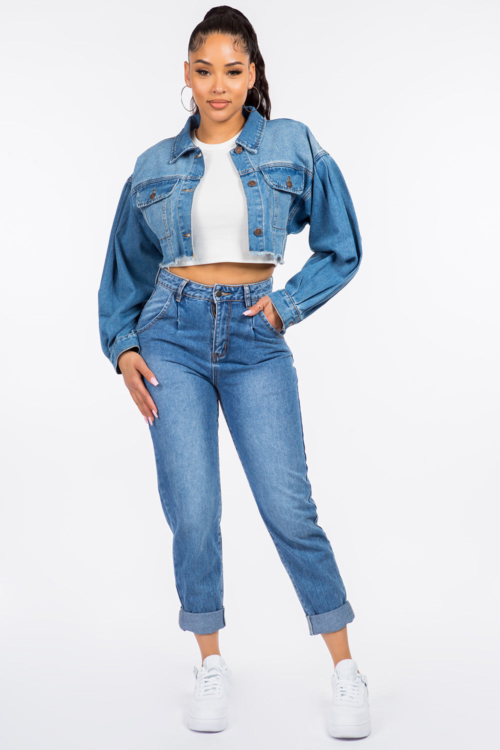 Stilla | Bazi Høj Talje Plisseret Talje Mor Jeans