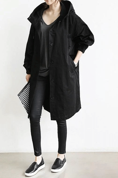 Stilla | the Wind Jacket Med Knapper Og Hætte.