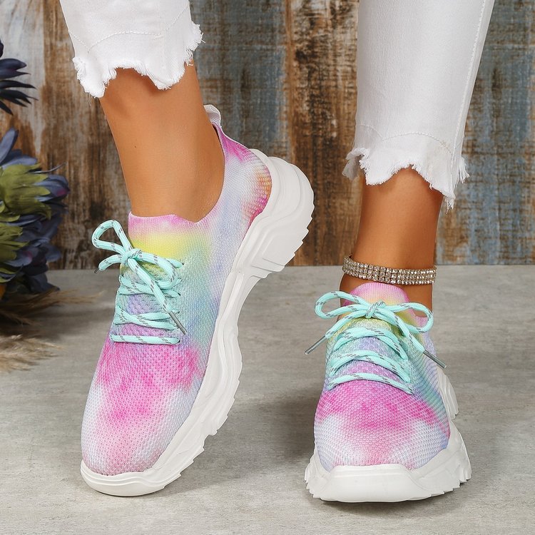 Stilla | Åndbare Ortodontiske Sneakers Med Snørebånd Og Blomster Mønster