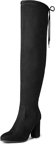 Stilla | Lårhøj Over Knee Fashion Støvler Blok Mid Hæl, Falsk Uld
