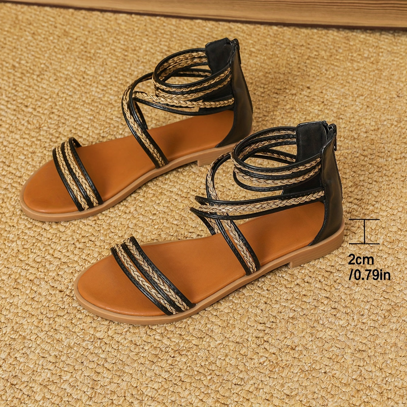 Stilla | Dame Ballerinaer Med Flettede Stropper Boho Sandaler
