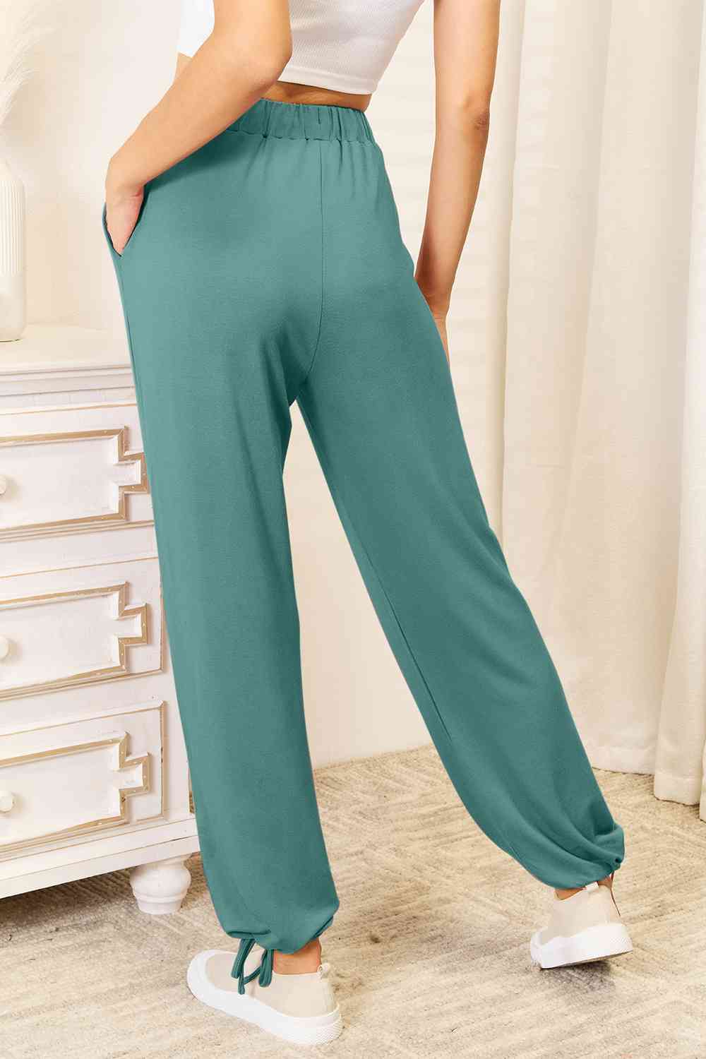 Stilla | Bae Full Size Blødt Rayon Drawstring Talje Bukser Med Lommer