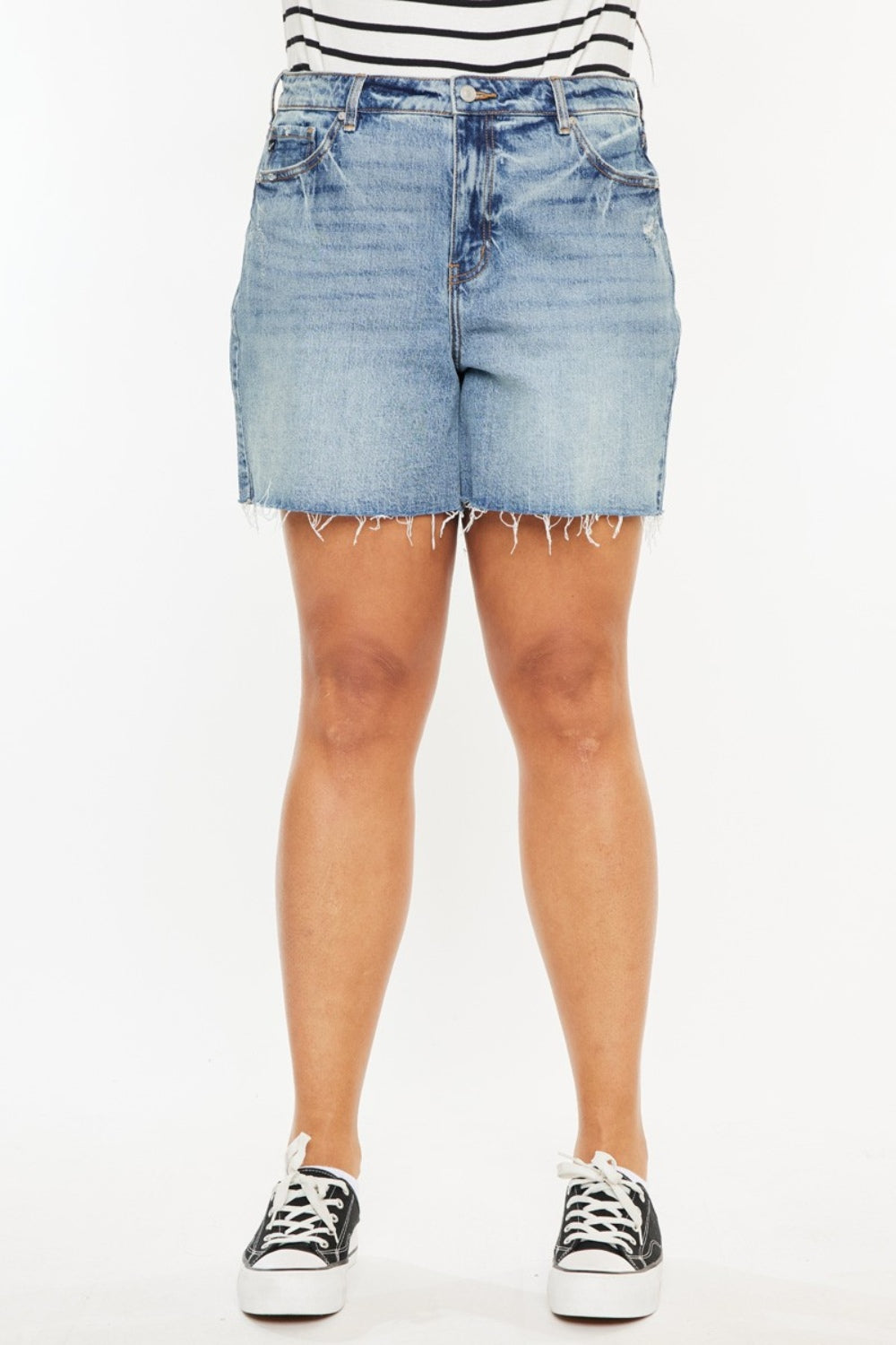 Stilla | Full Size Raw Hem Høj Talje Denim Shorts