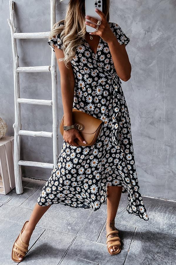 Stilla | Elsket Af Dig Blomster Midi Kjole Med Margitter
