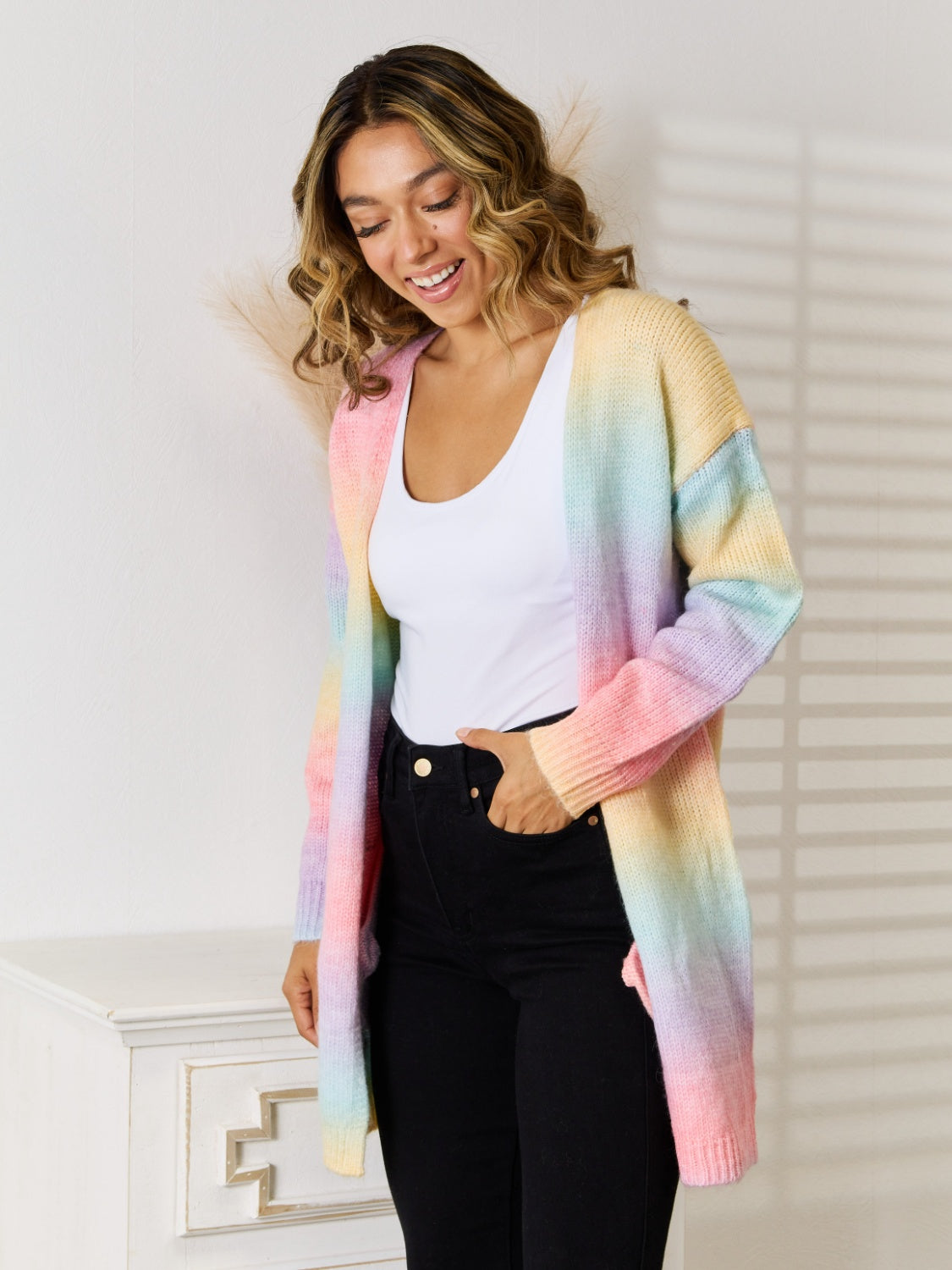 Stilla | Wings Fuldt Størrelse Gradient Åben Foran Cardigan