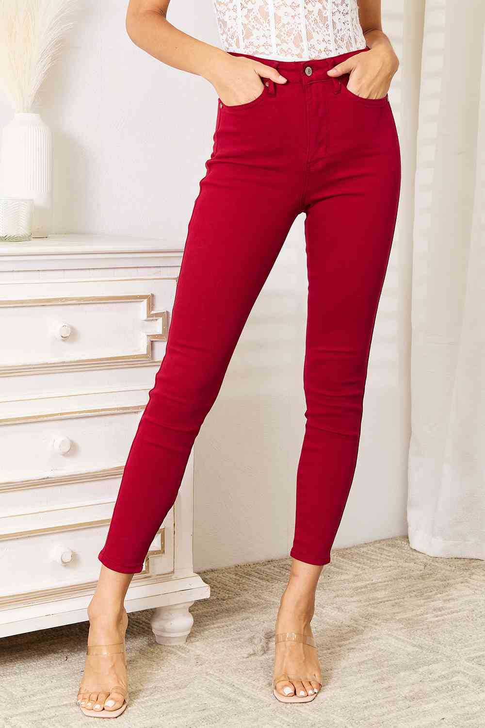 Stilla | Blå Full Size Høj Talje Mavekontrol Skinny Jeans