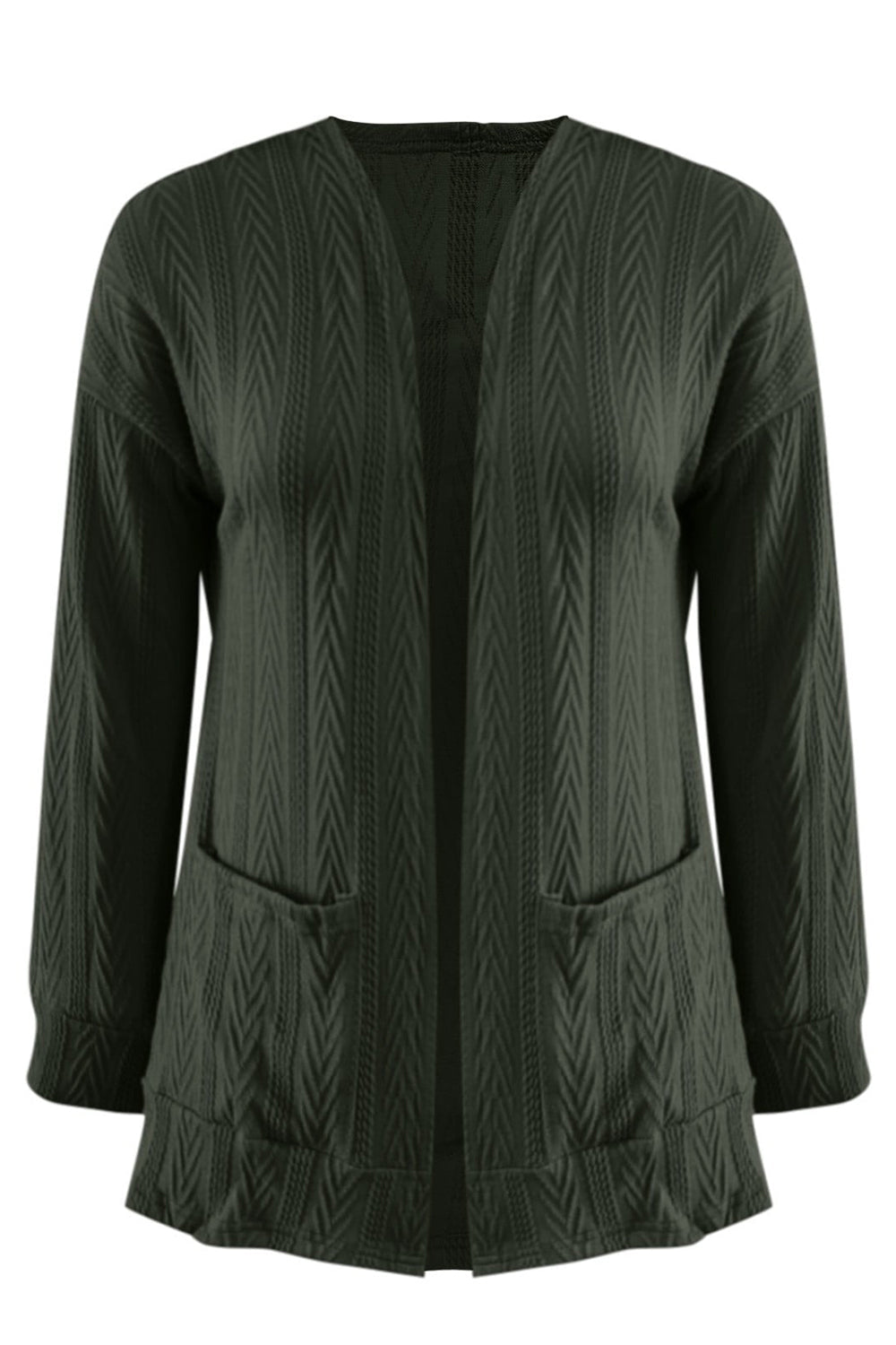 Stilla | Plus Size Tekstureret Åben Front Langærmet Cardigan
