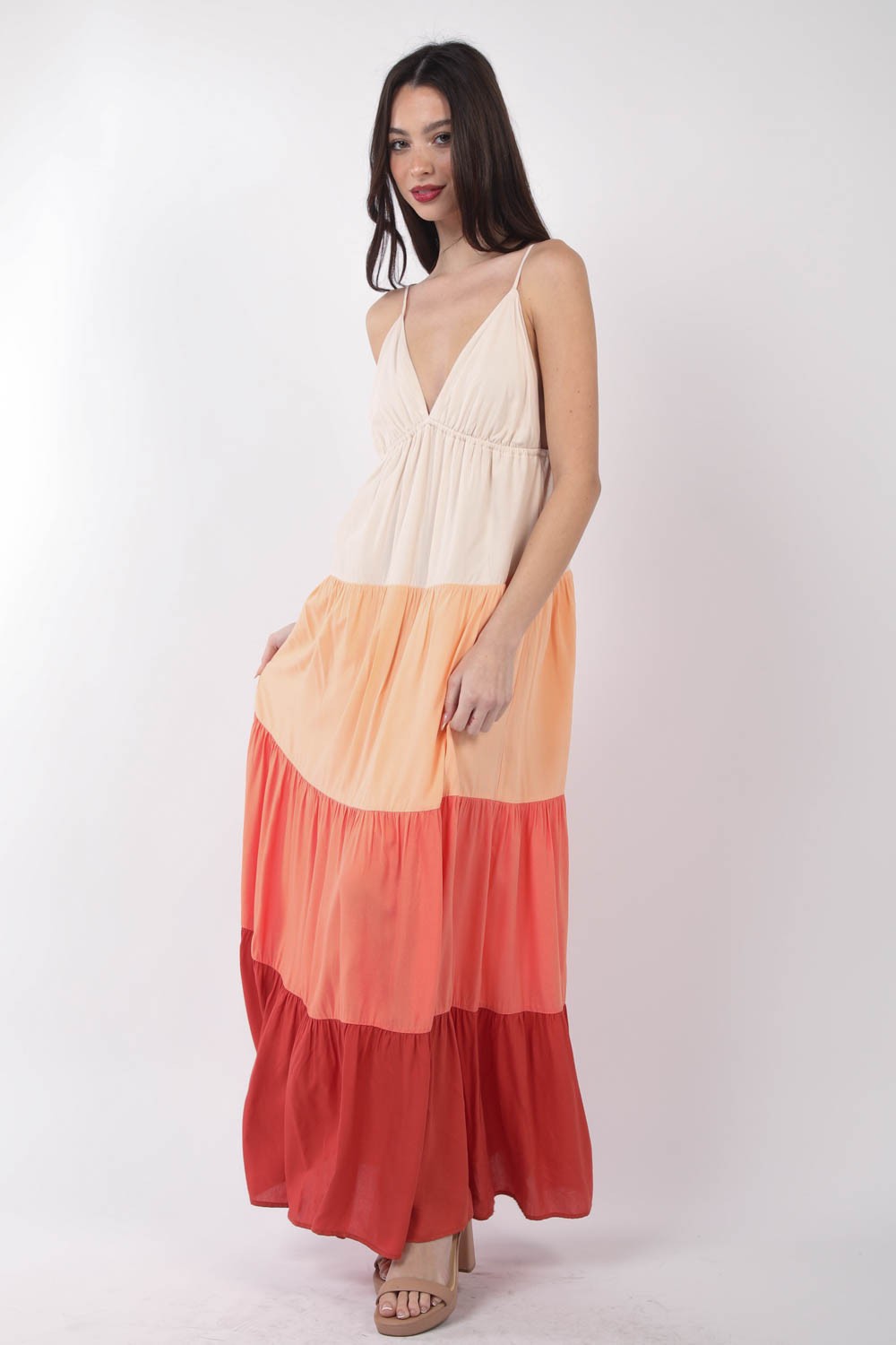 Stilla | J Farveblok Tiered Maxi Cami Kjole