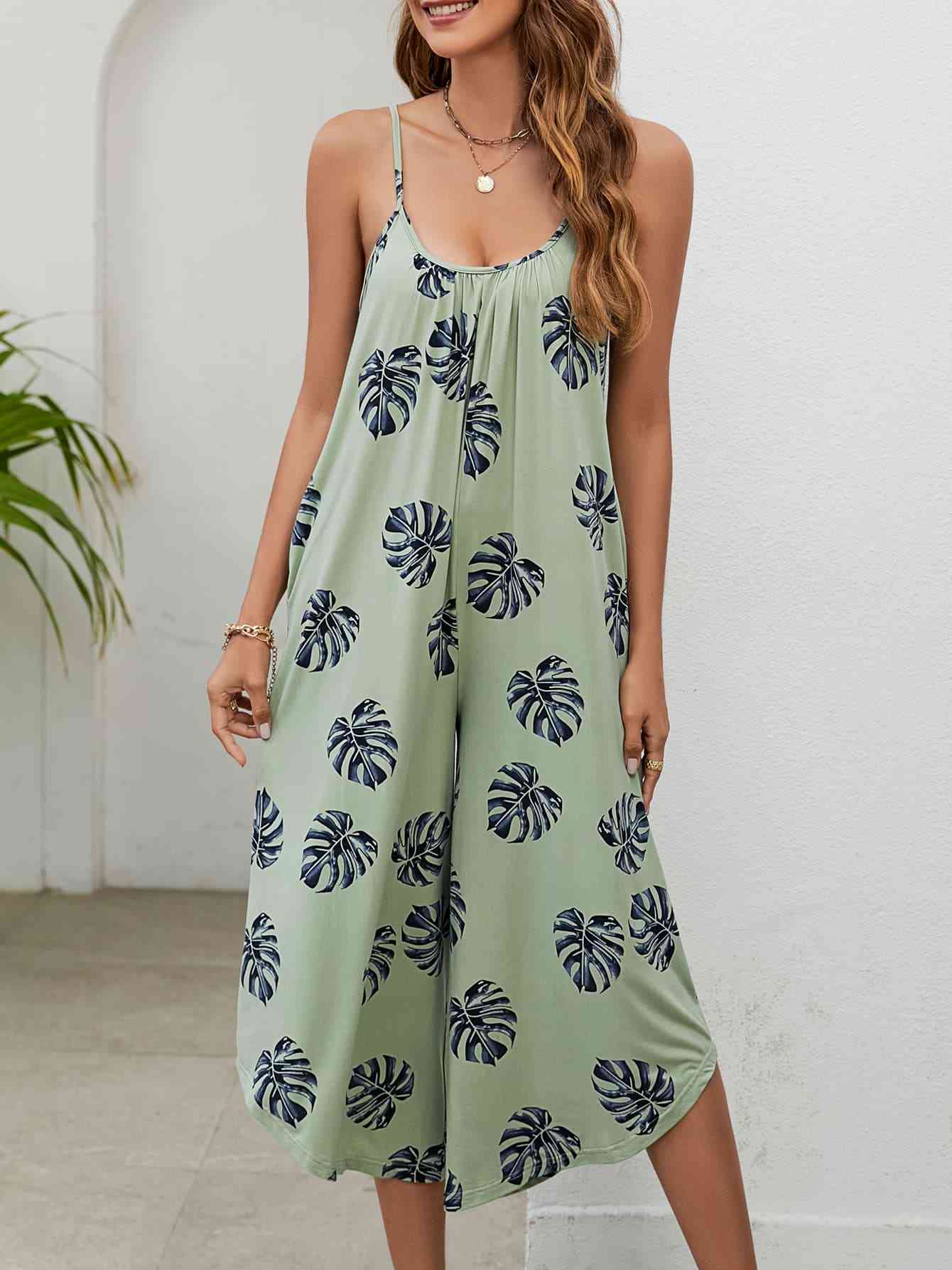 Stilla | Print Spaghetti Stroppe Scoop Hals Jumpsuit