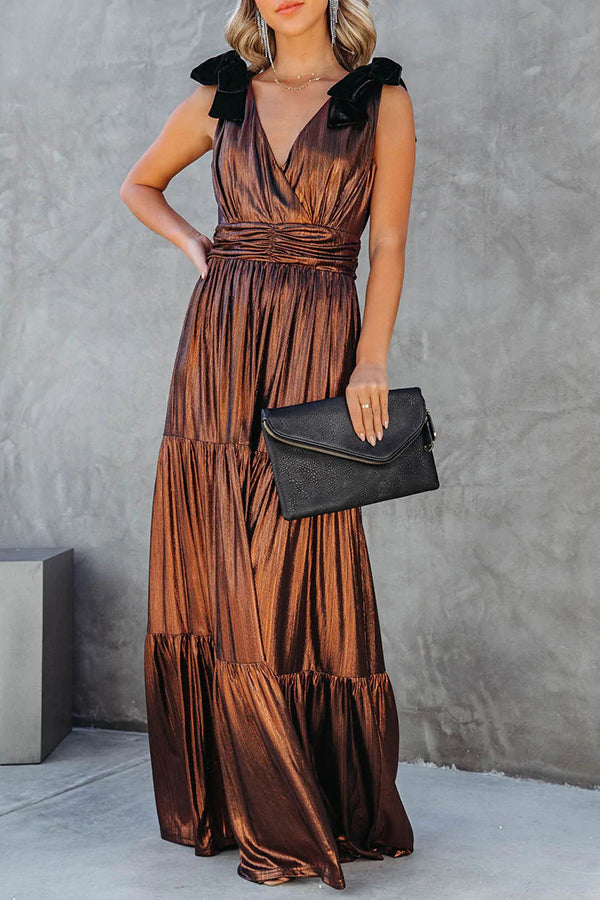 Stilla | Charming Days Velvet Skulderbånd Metalisk Maxi Kjole