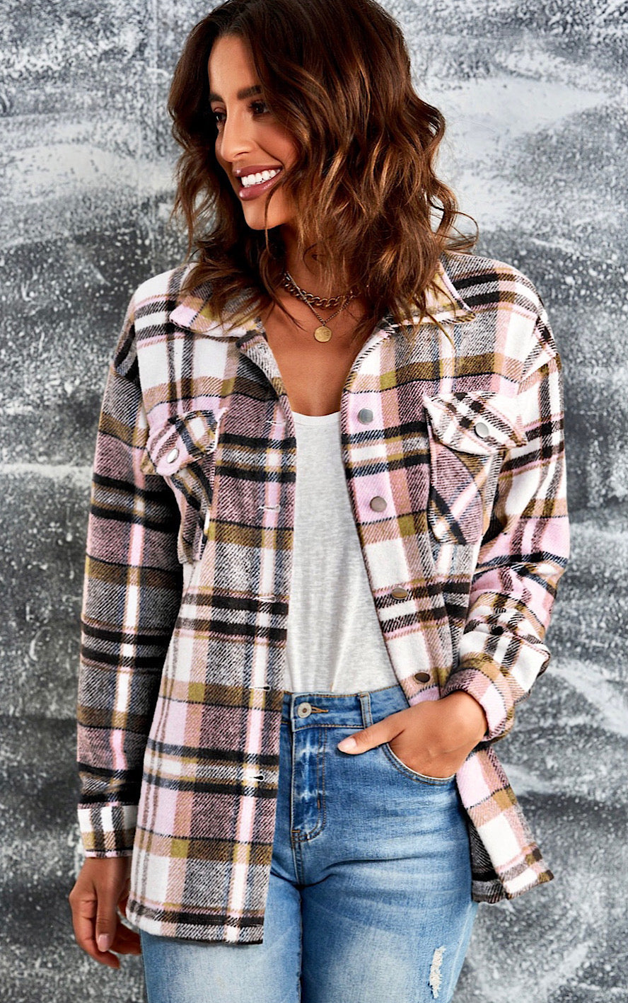 Stilla | Plaid Jakke Med Knapper Og Lommer