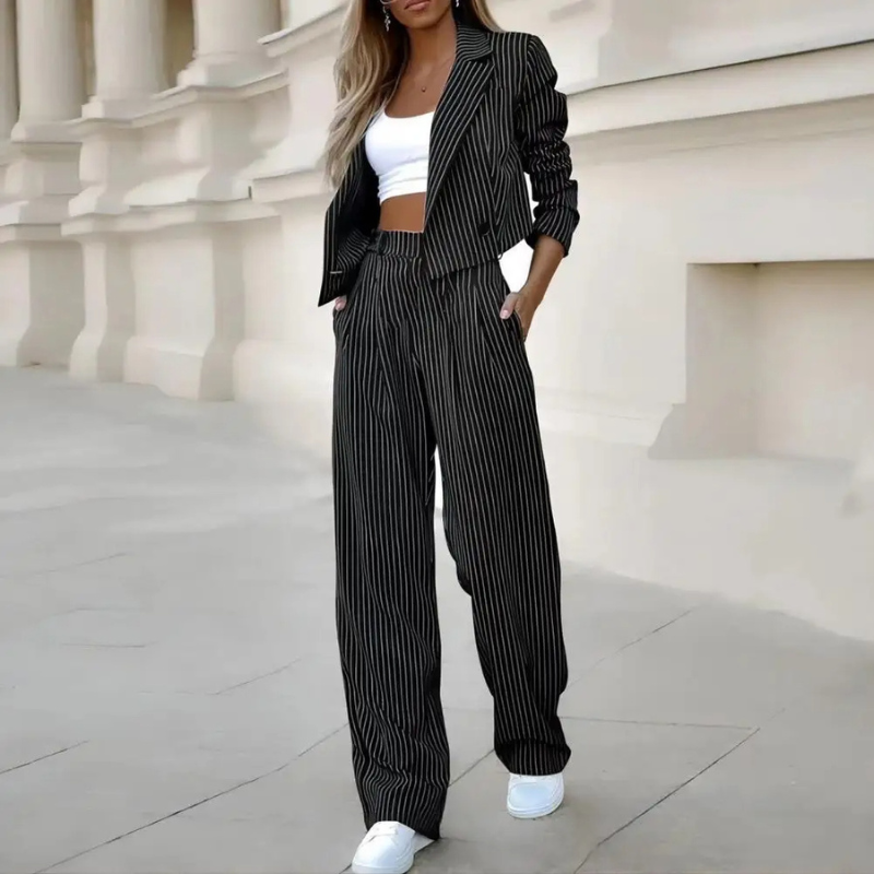Stilla | Stribet Blazer og Bukser