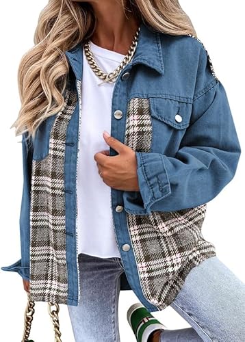 Stilla | Plaid Cotton Jacket Til Kvinder Boyfriend Overstørrelse Fit