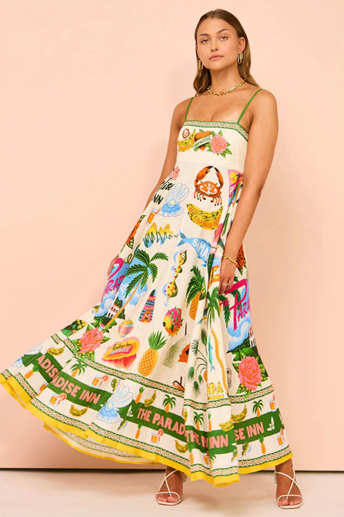 Stilla | Del Din Gladhed Print Maxi Kjole Palm