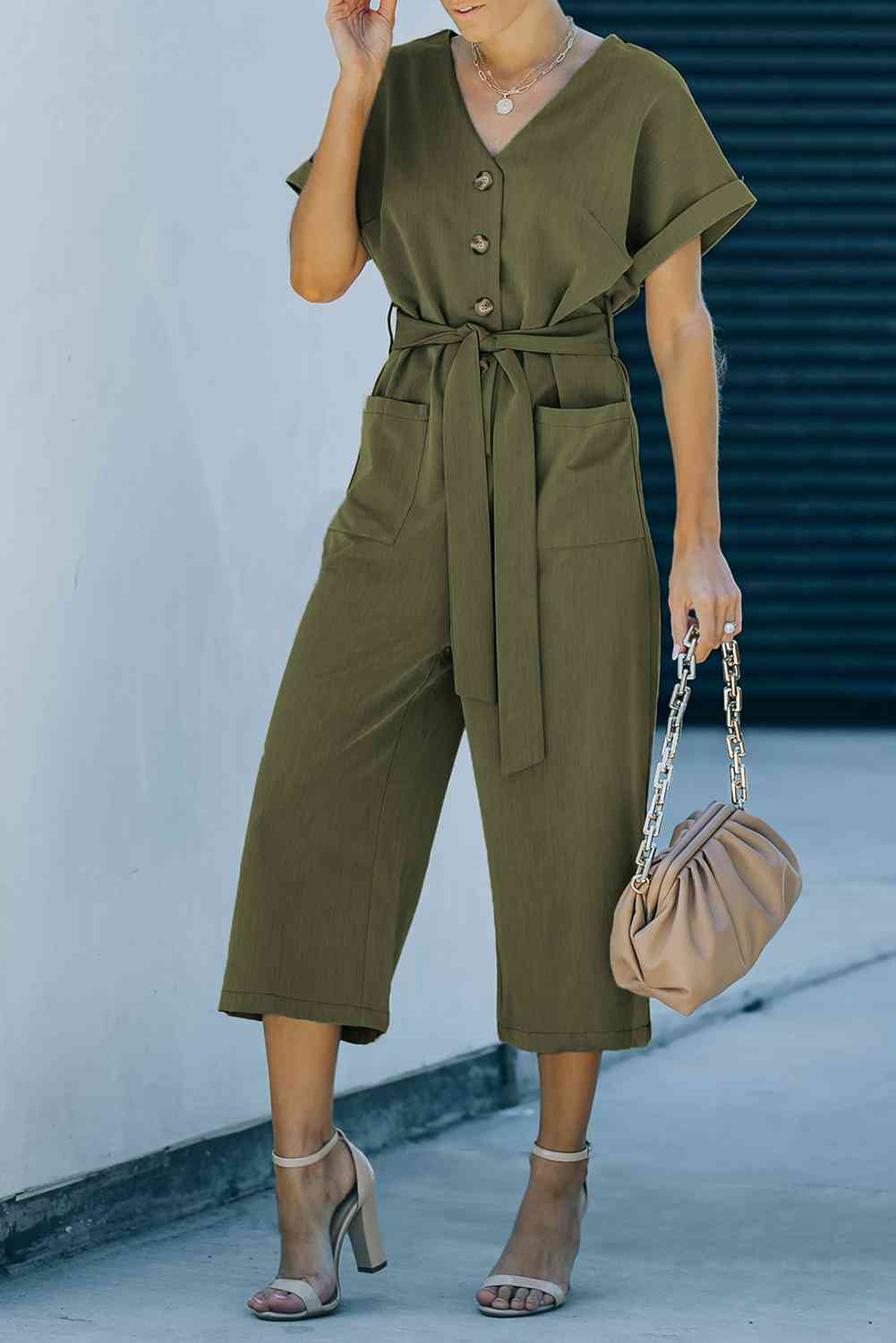 Stilla | Talje Knappet Forkortet Jumpsuit