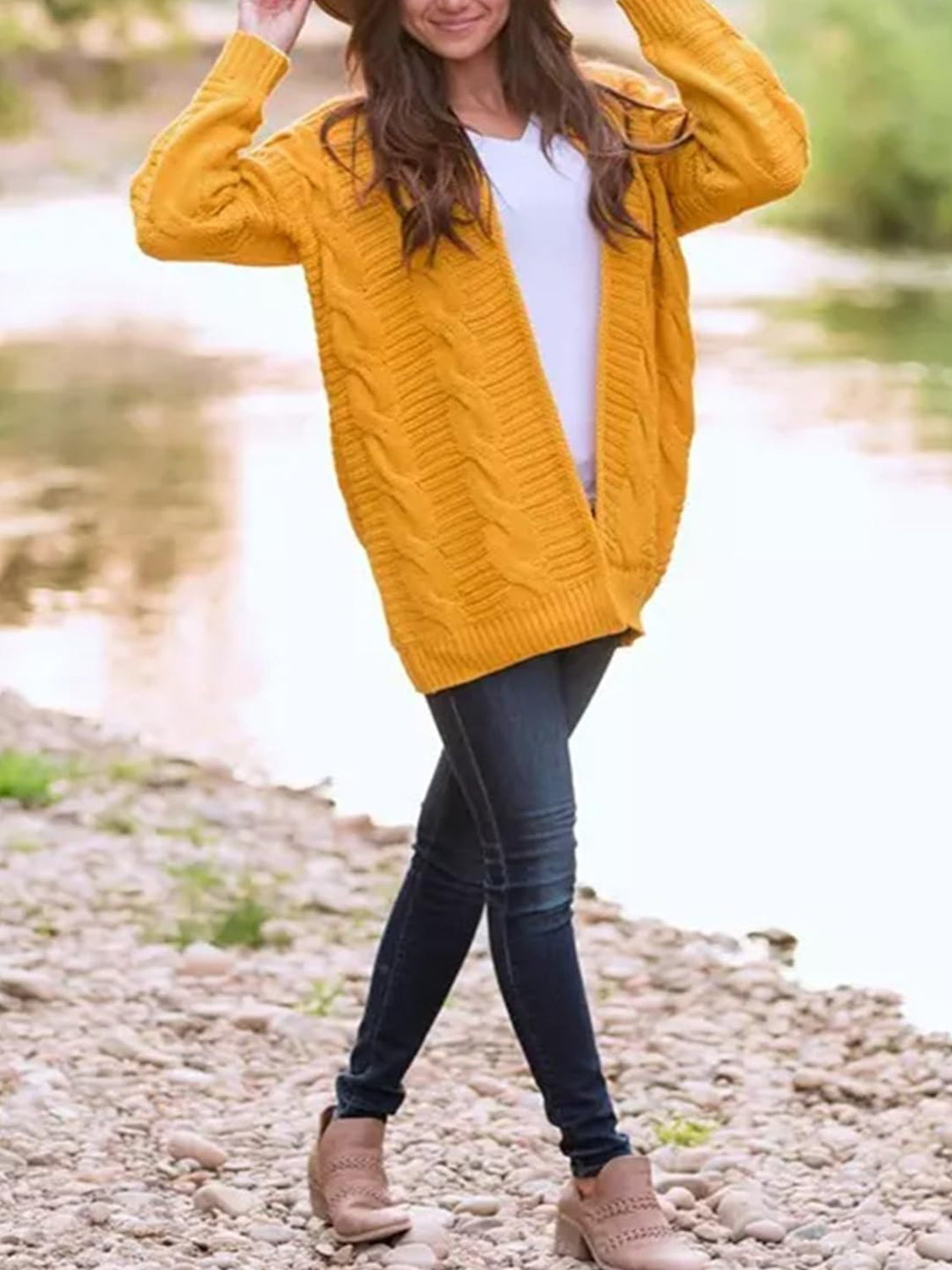 Stilla | Strik Åben Front Langærmet Cardigan