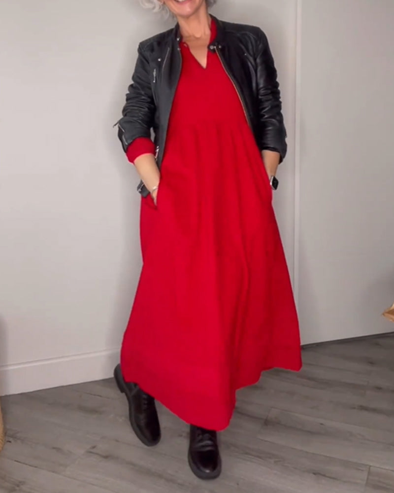 Stilla | Elegant Lang Kjole Alana Med Lommer