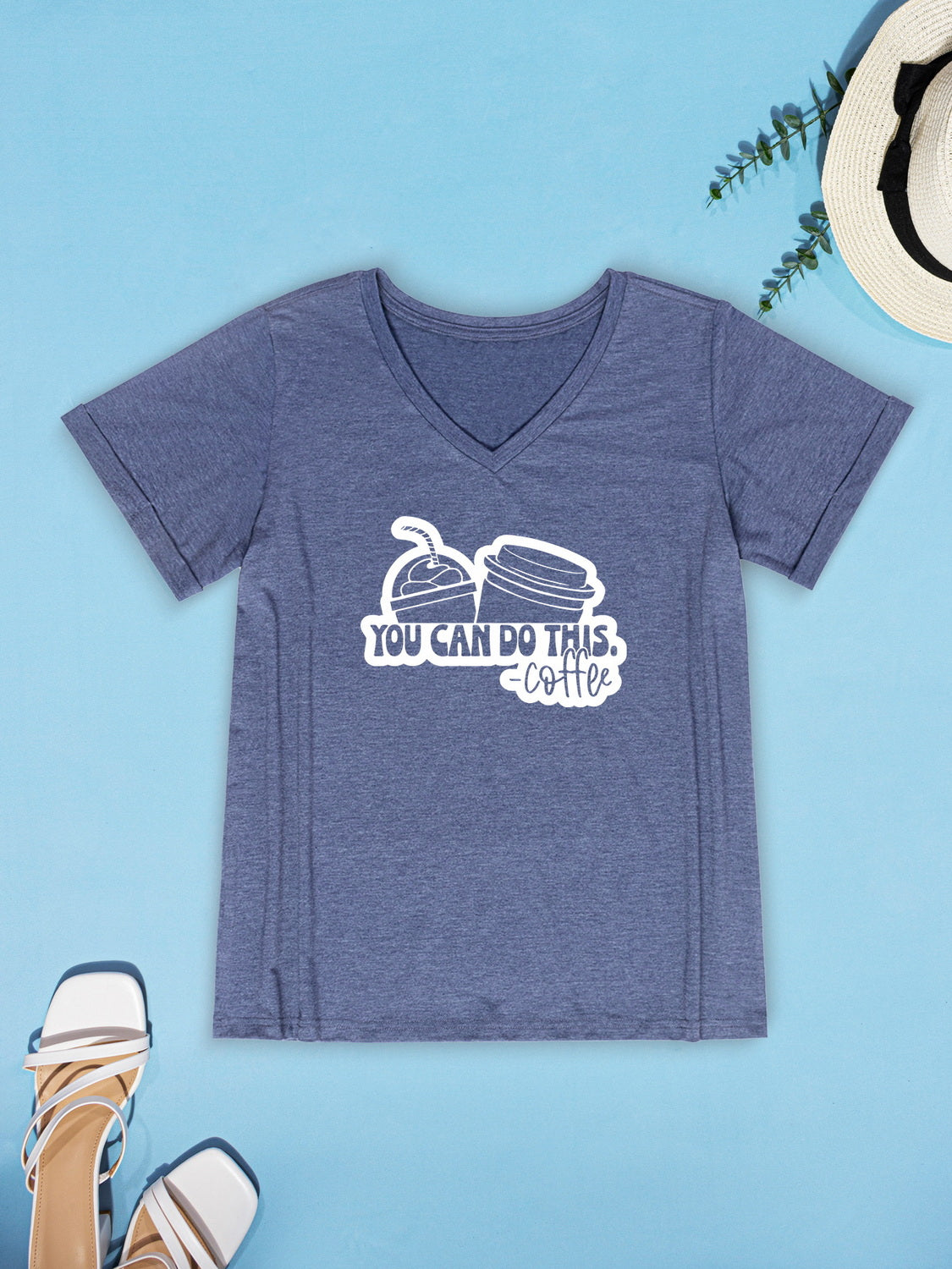 Stilla | Kan Gøre Denne Kaffe V-hals Kort Ærmet T-shirt